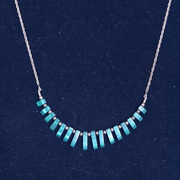 Elegant Vintage Native American Sterling Natural Malachite Statement Necklace - Picture 1 of 11